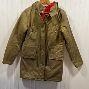 Top shop tan hooded full zip cargo coat
